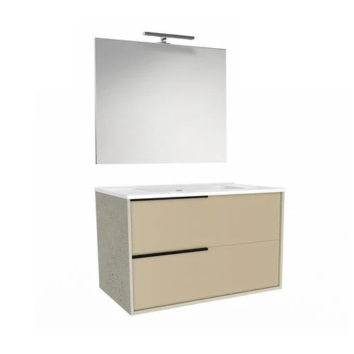 Mobile bagno sospeso mod. lisboa consolle l. 100 cm rovere chiaro salvia opaco