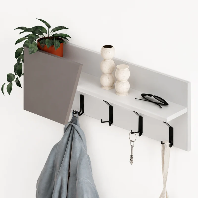 Mensola Appendiabiti da Parete Attaccapanni 74 cm Bianco e Beige Chiaro