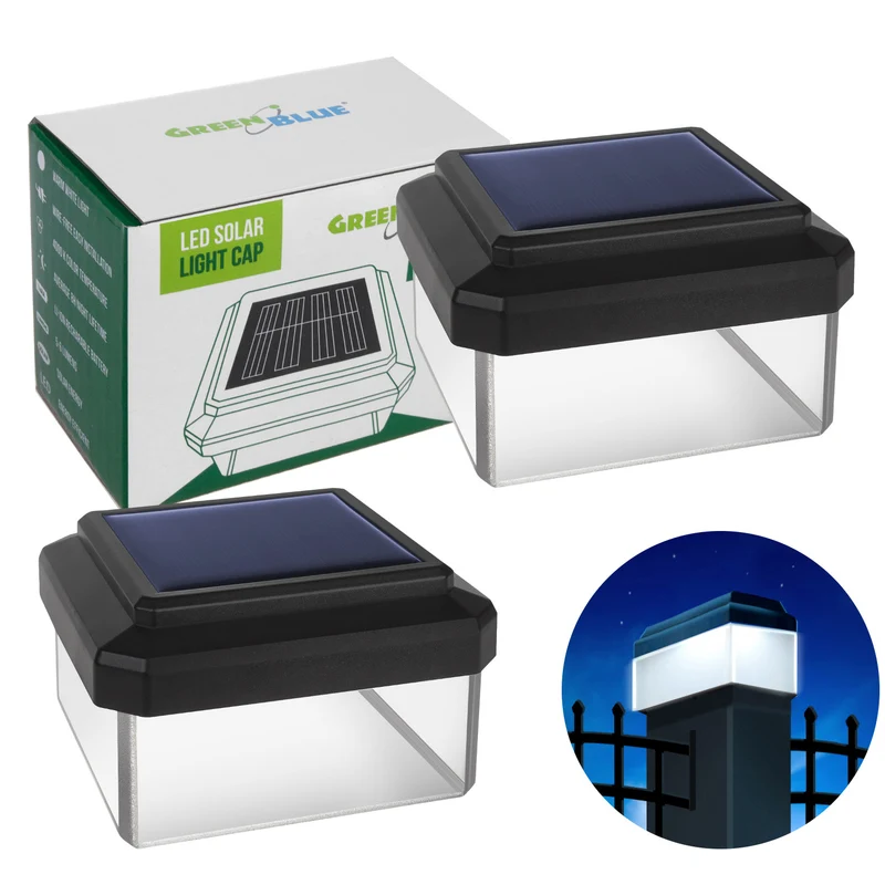 Lampada solare a LED da palo GreenBlue, 60x60 mm, tettuccio a busta, GB126, 2 pezzi