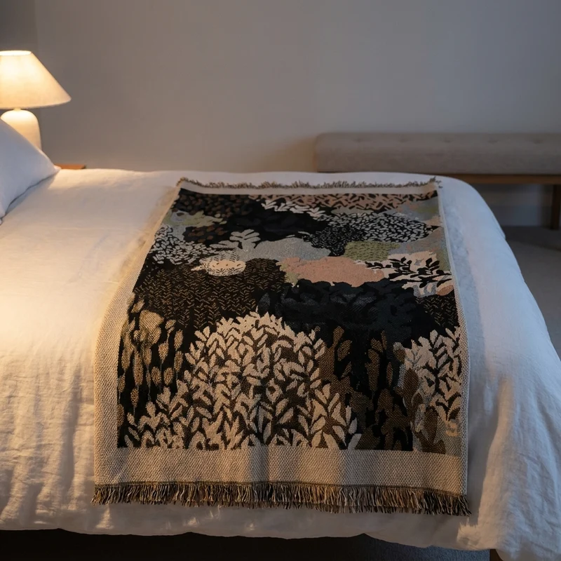 LEAFSCAPE – Abstract Forest Throw Blanket for Artistic Home Style
