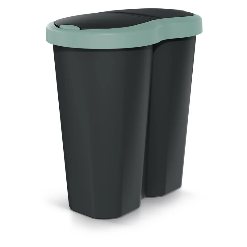Cestino Compacta R Duo, verde/nero, capacità 40L, uno scomparto, due coperchi, NDRF40-5575C_S411