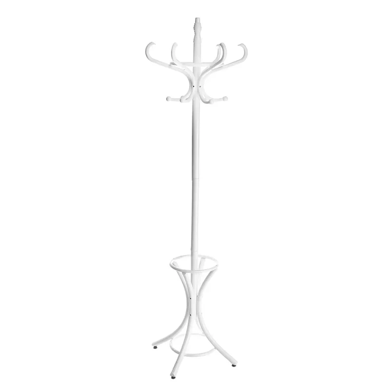 Attaccapanni Appendiabiti a Piantana in Legno 12 Ganci Colore Bianco 51x51x184cm