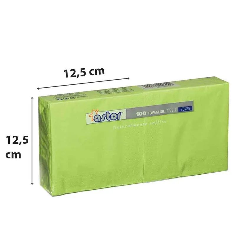 Tovaglioli 25x25 2 Veli 100pz Verde Cedro