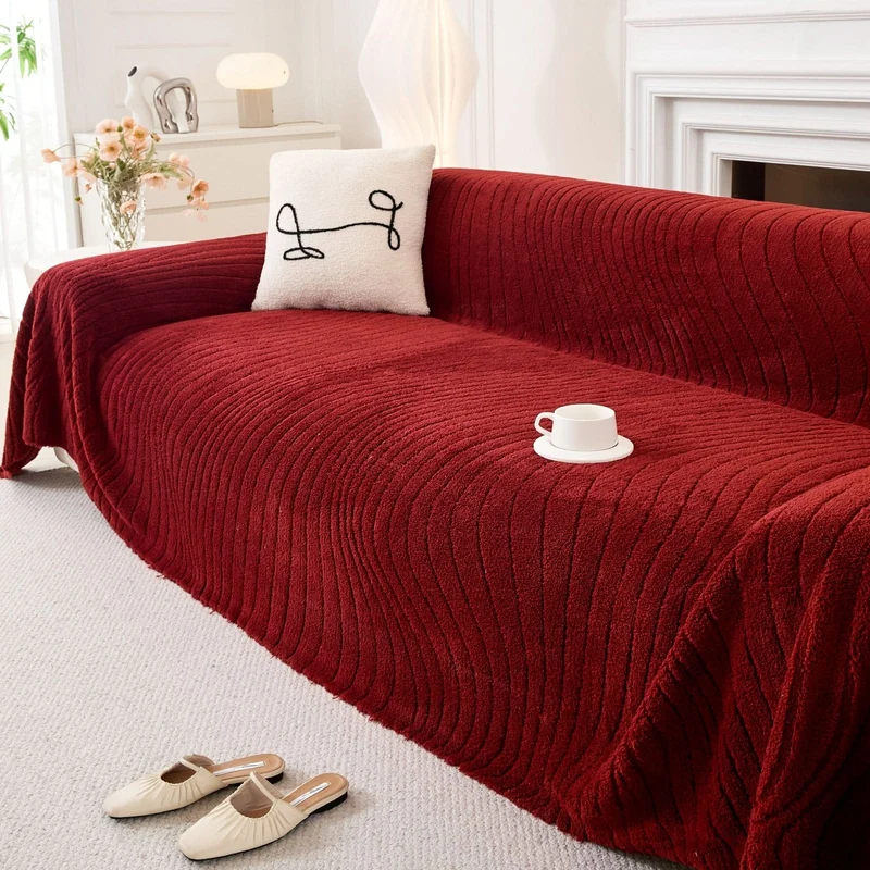 PLUSHLIVA – Double-Sided Plush Sofa Cover Blanket for All Seasons