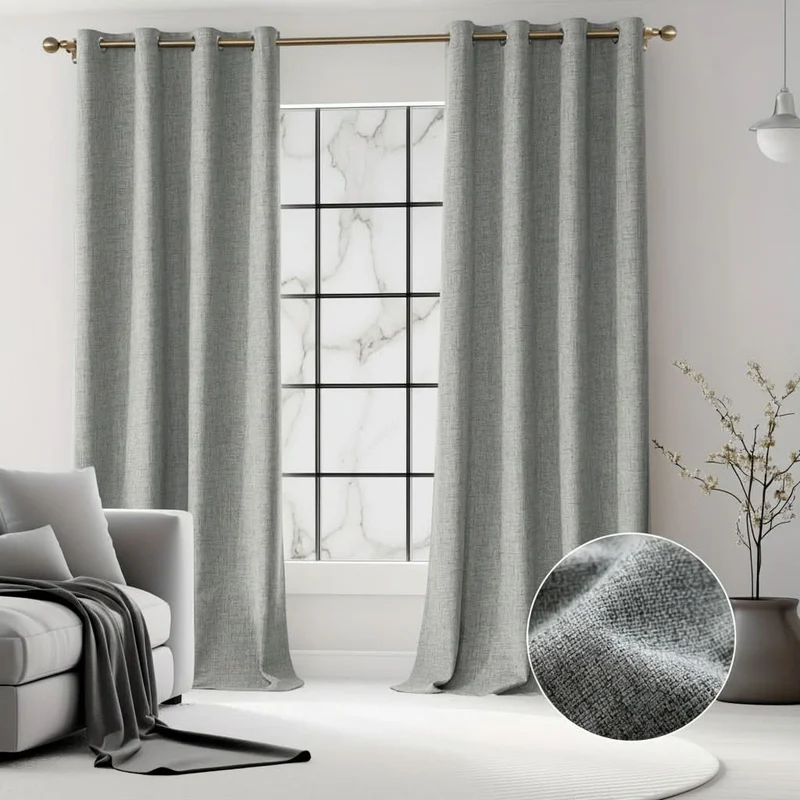 BURLAPLIVA – Blackout Textured Curtains for Elegant Living Rooms