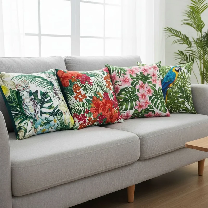PARROTFLOW – Hawaiian Palm Leaf Cushion Cover for Sofa Styling