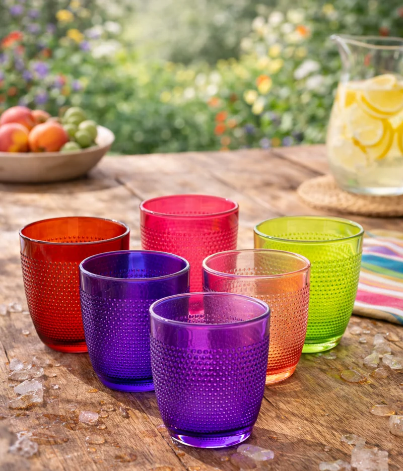 Set 6 Bicchieri Colorati in Vetro GRANNY COLORS – 260 ml
