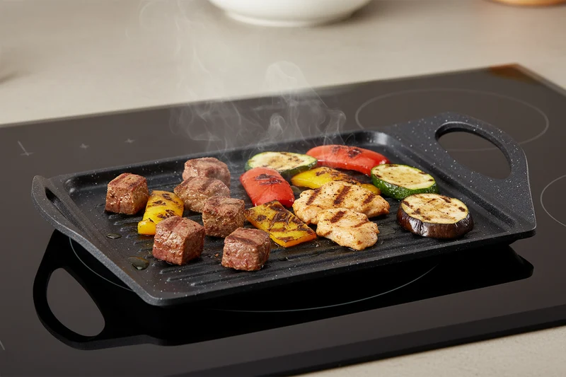 Bistecchiera Rettangolare Antiaderente 36x23 cm – Piastra Grill in Alluminio