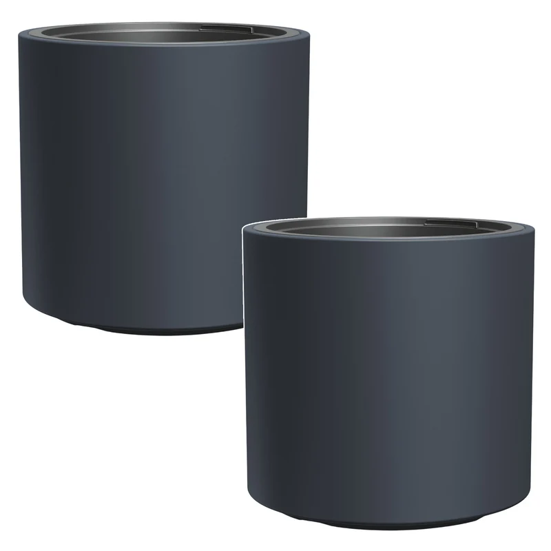 Vaso da fiori Prosperplast, con inserto, altezza 29 cm, antracite, Heos, 2 pezzi