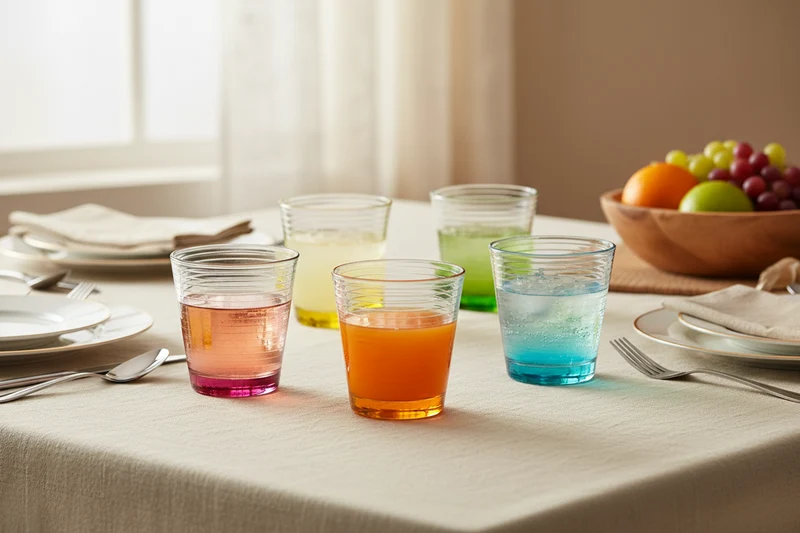 Set 6 Bicchieri Step 270 ml in Vetro – Basi Colorate Assortite