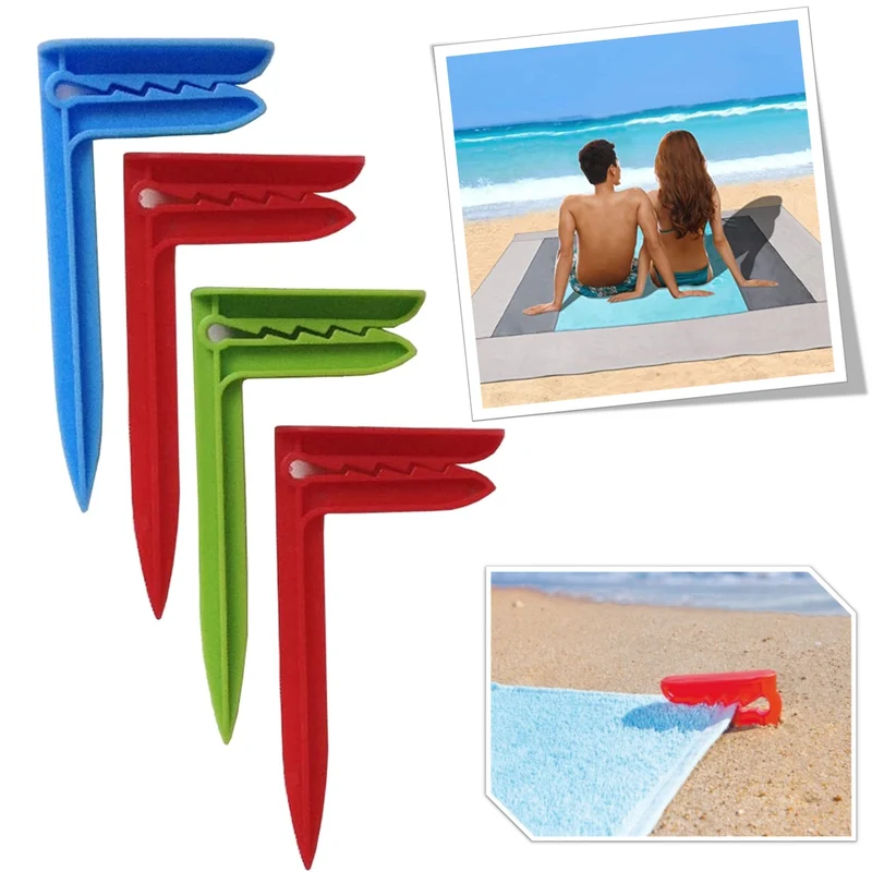 Accessori Spiaggia n. 4 Picchetti per telo da spiaggia mollette telo mare ferma tovaglia