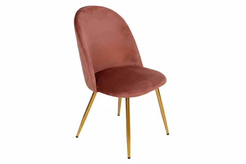 Set 4 Sedie Claire in Velluto con Gambe in Metallo Oro