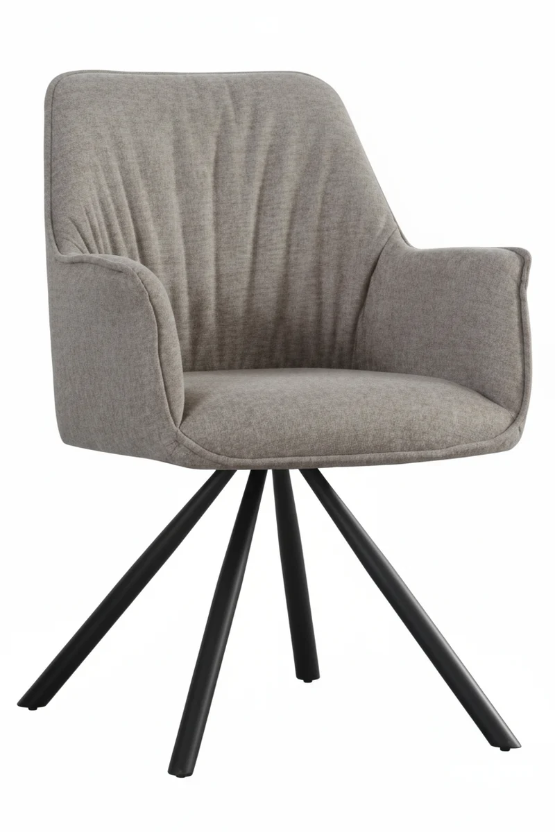 Set 2 Poltroncine Girevoli Dafne in Tessuto con Gambe in Metallo