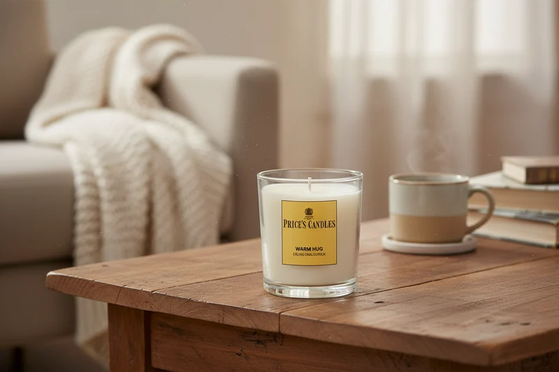 Price’s Candles Warm Hug – Candela Profumata Legnosa in Bicchiere 170 g