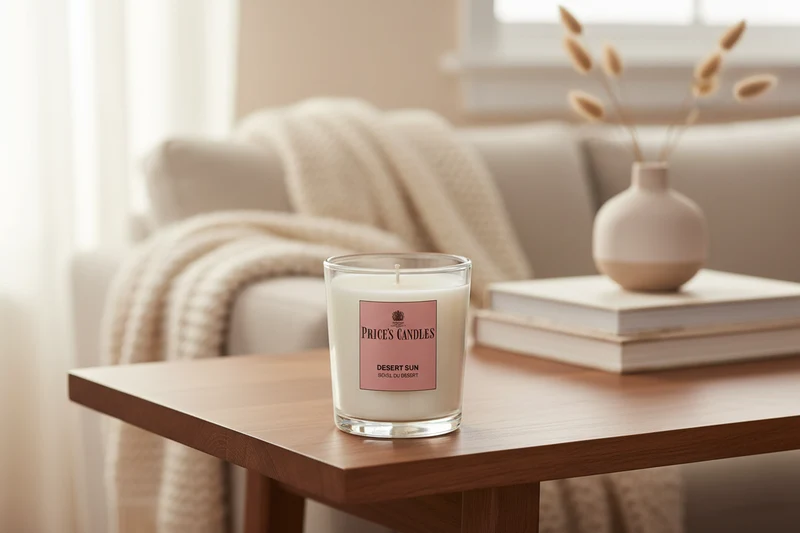 Price’s Candles Desert Sun – Candela Profumata Legnosa in Bicchiere 170 g