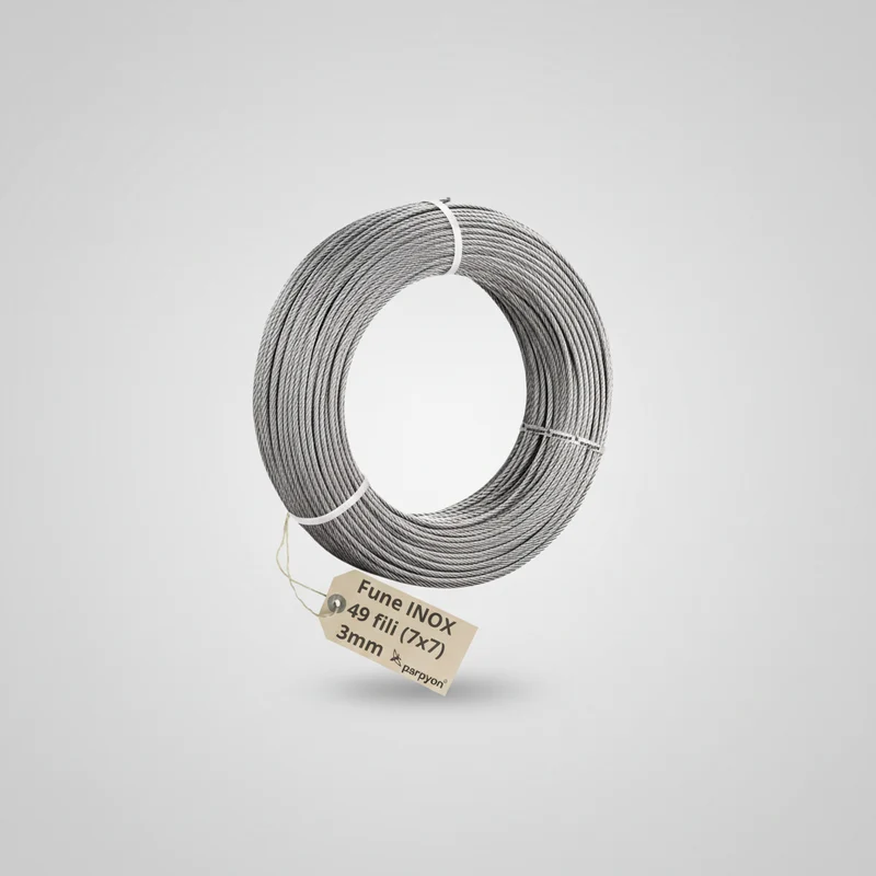 Fune Acciaio INOX AISI 316 per Esterno 49F.- D.3mm
