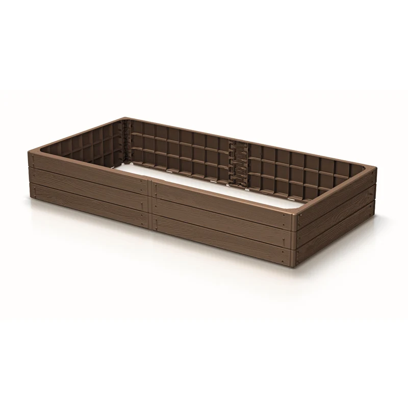 Bordura da giardino Prosperplast Base Woody, 149x75 cm, resistente alle intemperie, struttura modulare, colore marrone, IBWR-7587U