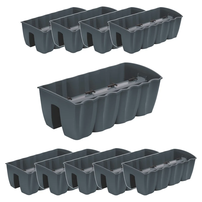 Vaso per ringhiera DCRO600 - Antracite, capacità 18L, 10 pezzi