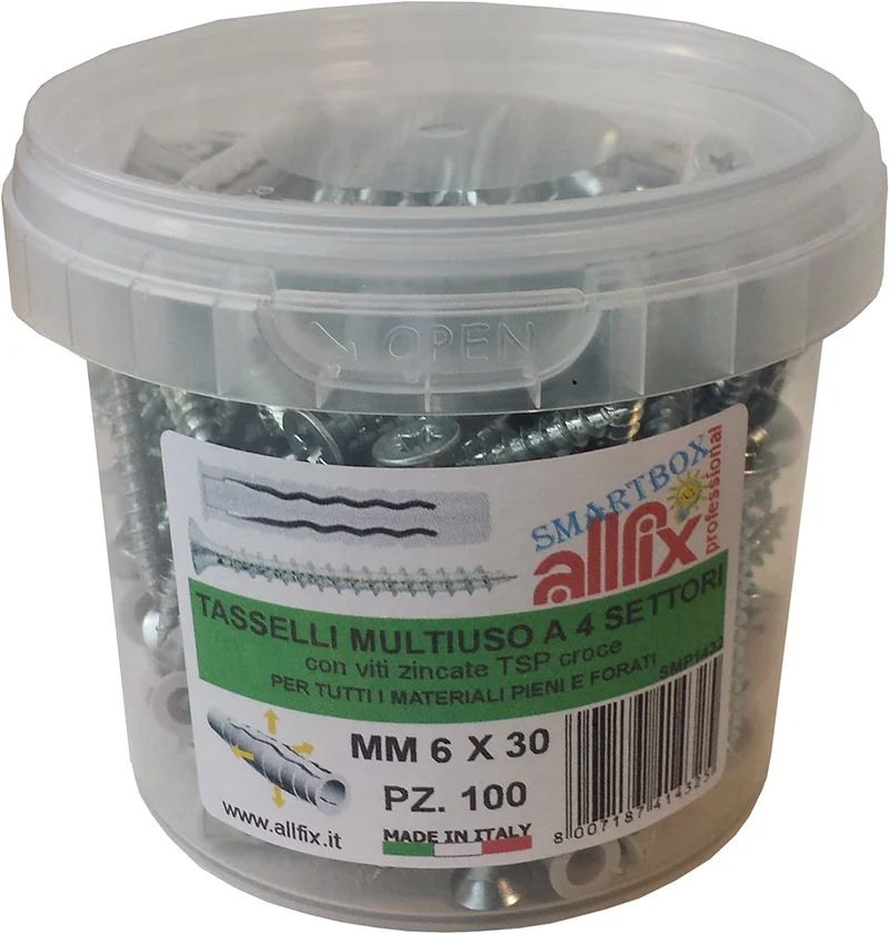 N.6 Box da 100 Viti + 100 Tasselli 6X30MM