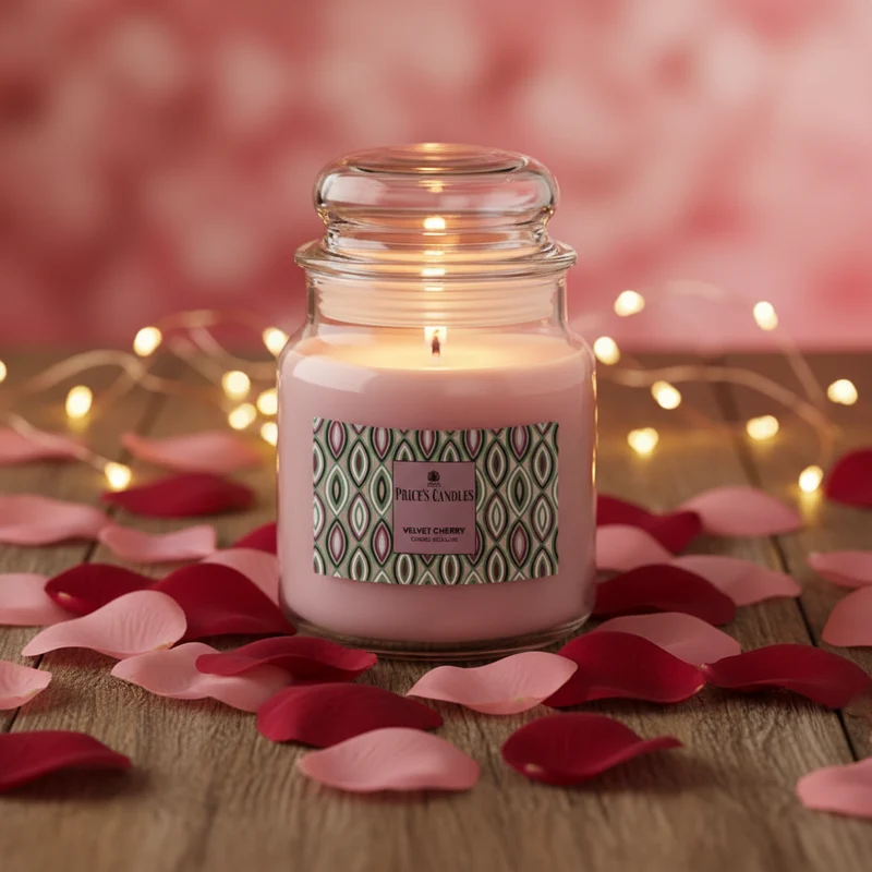 Price’s Candles Velvet Cherry – Candela Profumata in Giara Media 375 g