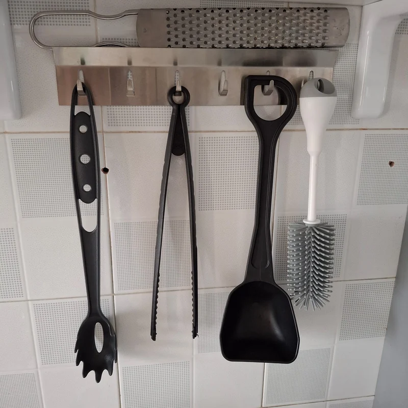 Porta mestoli cucina in Acciaio Inox - Porta Presine - Strofinacci - Fissaggio ADESIVO