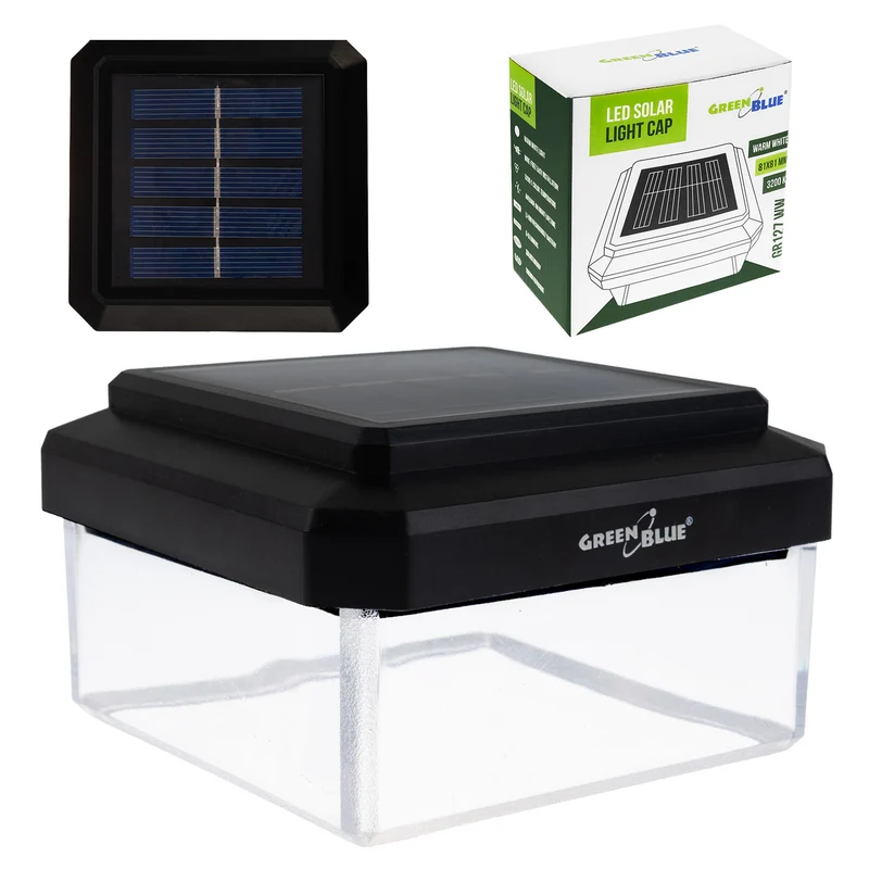 Lampada solare a LED da palo GreenBlue, 100x100 mm, tettuccio a busta, 3200 K, GB128 WW