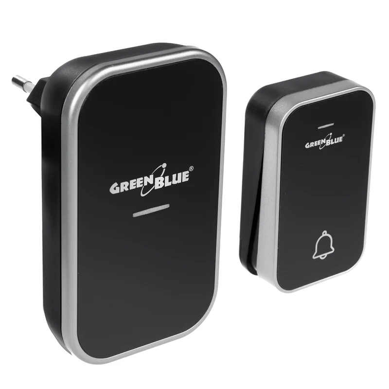 Campanello senza fili Sistema di campanello cinetico wireless, senza batterie, con 38 melodie, portata fino a 200 m, IP44 (1x ricevitore + 1x trasmettitore/nero)