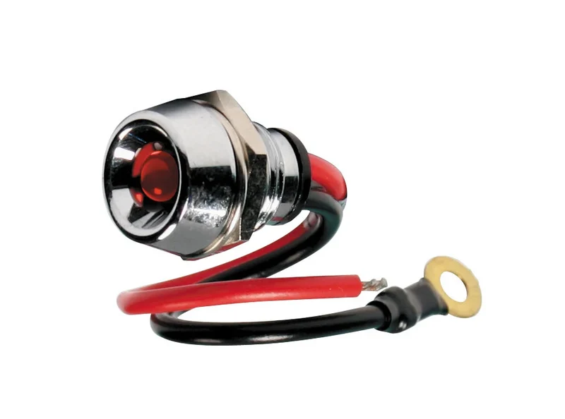 Spia a Led, in ottone cromato - 12/24V