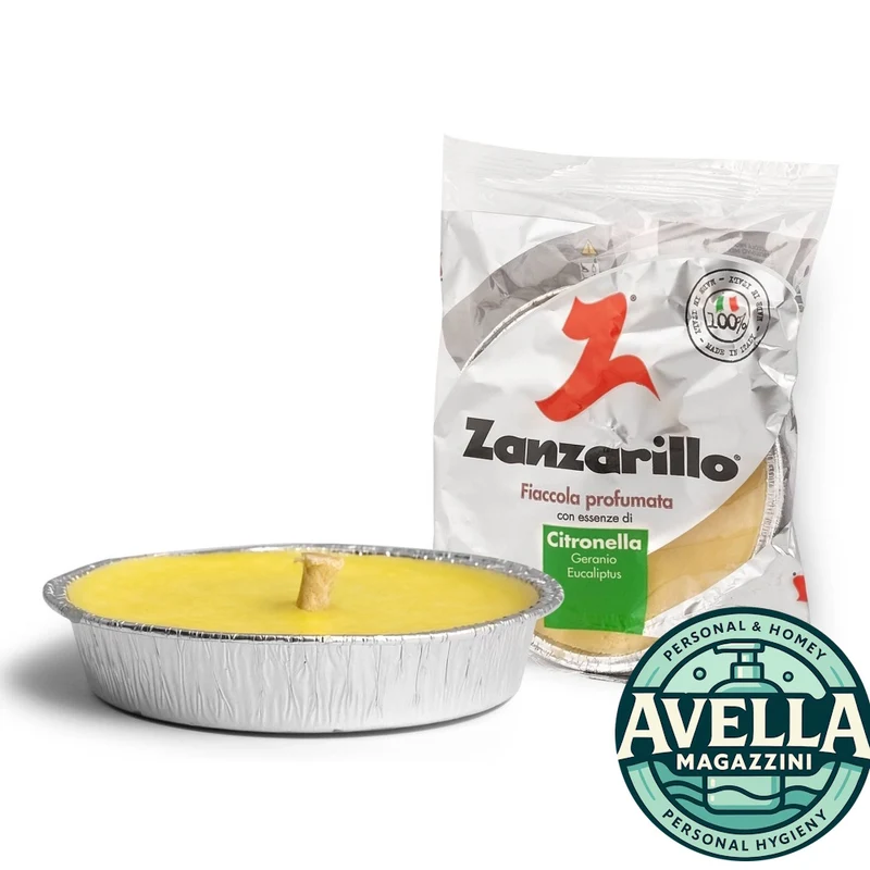 Zanzarillo Fiaccola Profumata alla Citronella – Antizanzare Naturale da Esterno Ø10 cm, 70g | Per Giardini, Terrazze, Balconi