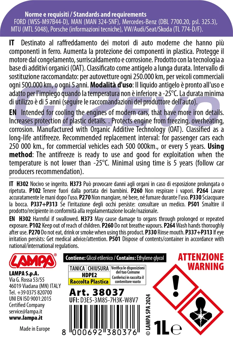 Premium Series Viola G12 Evo, liquido antigelo radiatore - (-25°C / +105°C) - 1 L
