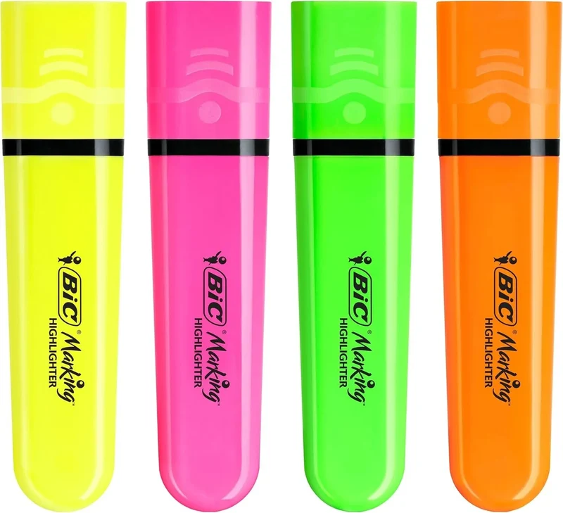 Bic Highlighter Flat, evidenziatori fluo, confezione 4 colori