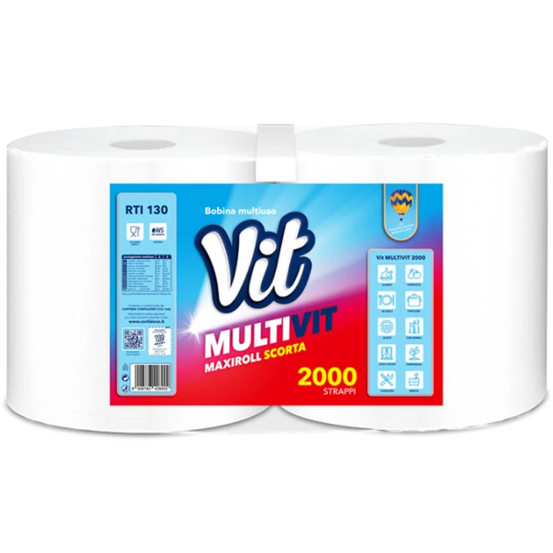 VIT Multivit 2000 Maxiroll Scorta – 2 Rotoli, 2000 Strappi Totali