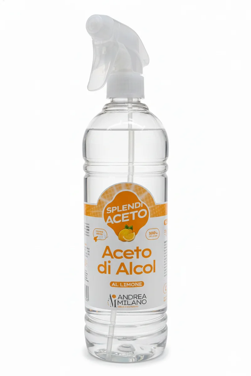 Splendi Aceto di Alcol al Limone Spray 750 ml | Detergente Naturale Multiuso Andrea Milano | Aceto 6% Acidità | Anticalcare e Sgrassante