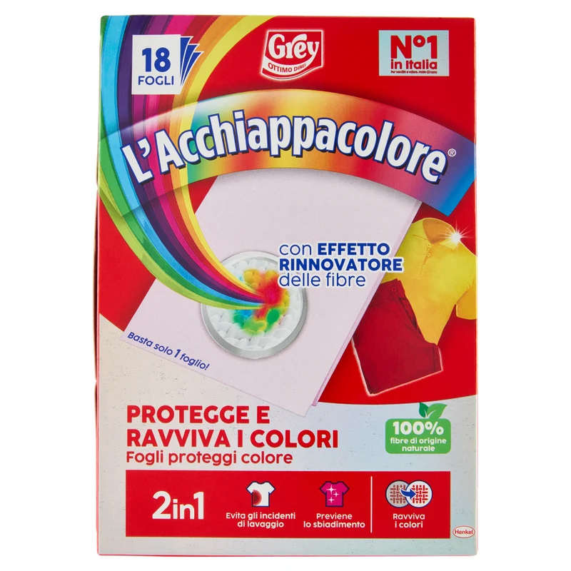 GREY L’Acchiappacolore – Protezione Colori & Anti-Scolorimento – 18 Fogli
