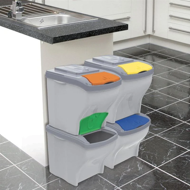 BAMA Poker – Pattumiera Raccolta Differenziata 4 Pezzi Modulari – 80L – Colori Assortiti