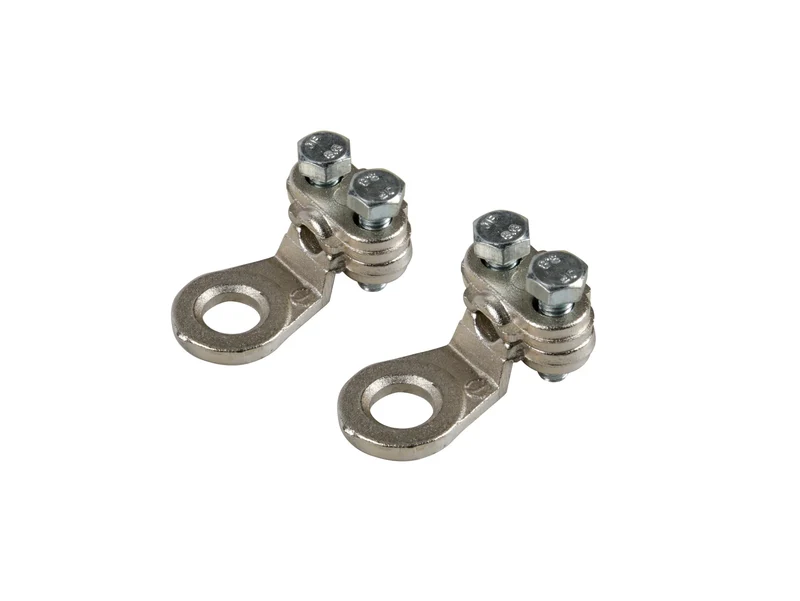 Set 2 pz capicorda di potenza in ottone nichelato, con fissaggio cavo a piastrina - Sezione