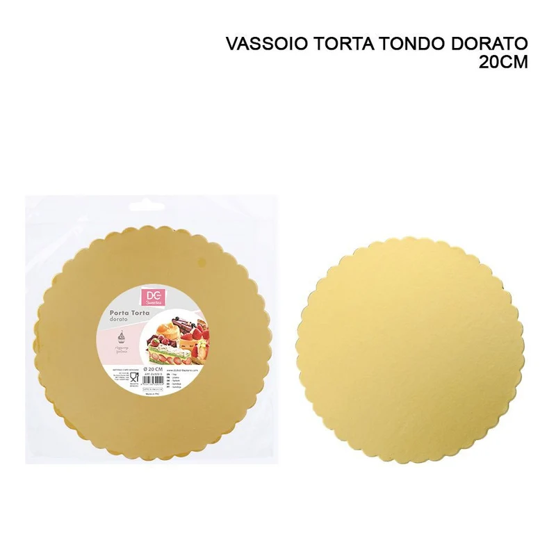 Dc Vassoio Tondo Porta Torta Dorato 20Cm