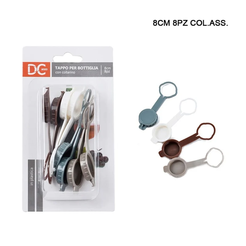 Dc Tappo Bottiglia Plastica C/Collarino 8Cm 8Pz