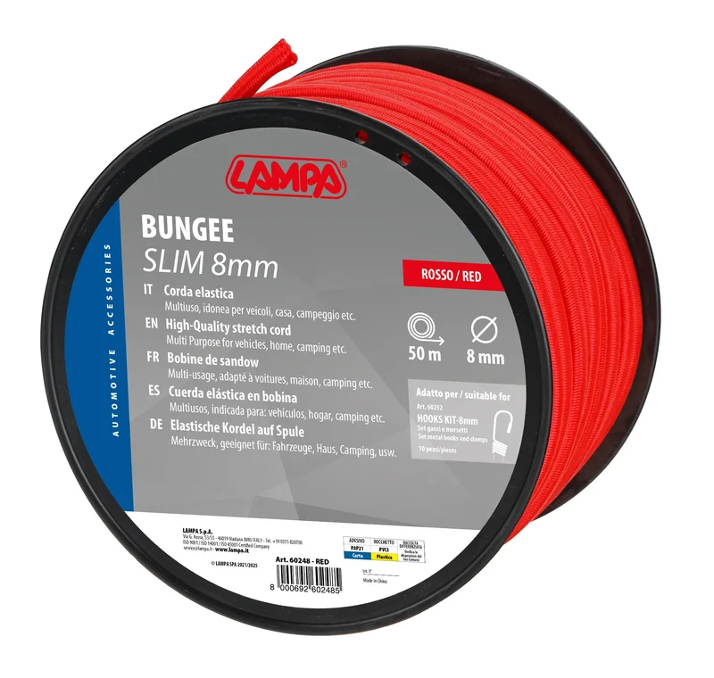 Corda elastica in bobina Lampa - Ø 8/10 mm - 50 m - rosso, blu, grigio