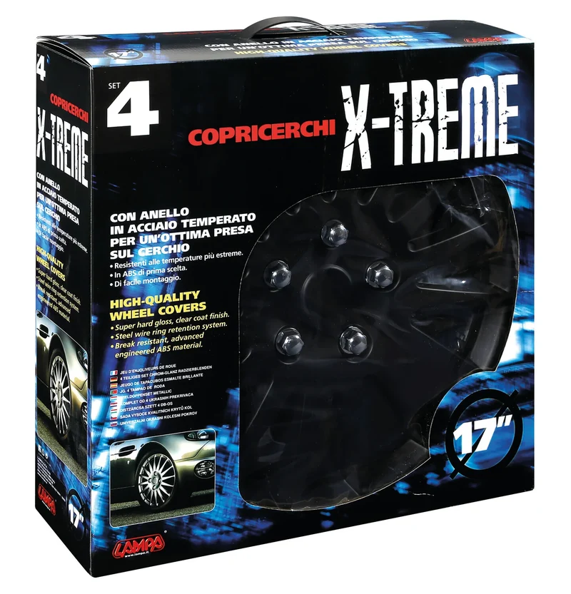 C-071, X-Treme - Set 4 copricerchi - Ø 17" - Nero opaco