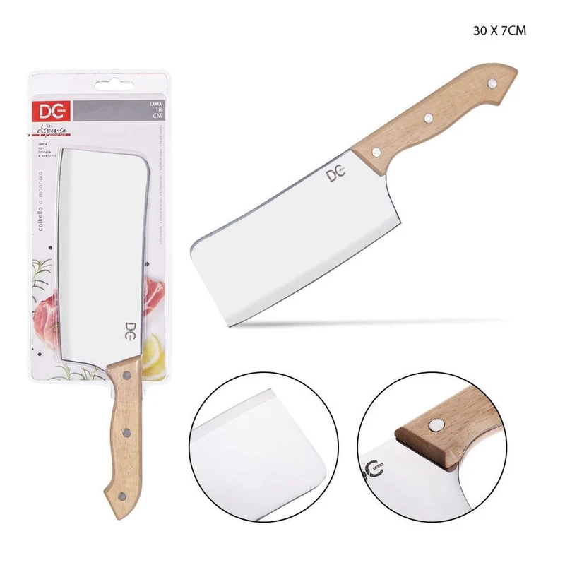 Dc Coltello Mannaia finitura Specchio Manico Legno 30X7Cm