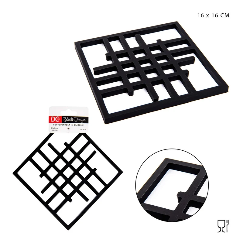 Dc L/Black Sottopentola Silicone 16X16Cm