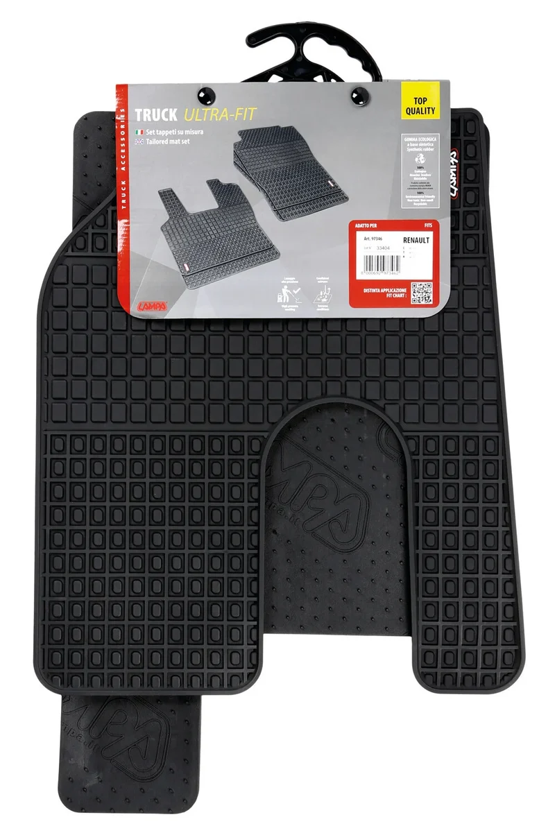 Coppia tappeti su misura in Eco Gomma - compatibile per Renault K (06/13>12/21) - Renault T (06/13>12/21) - Renault C (06/13>) cabina 2,5m - Renault K (01/22>) - Renault T (01/22>)