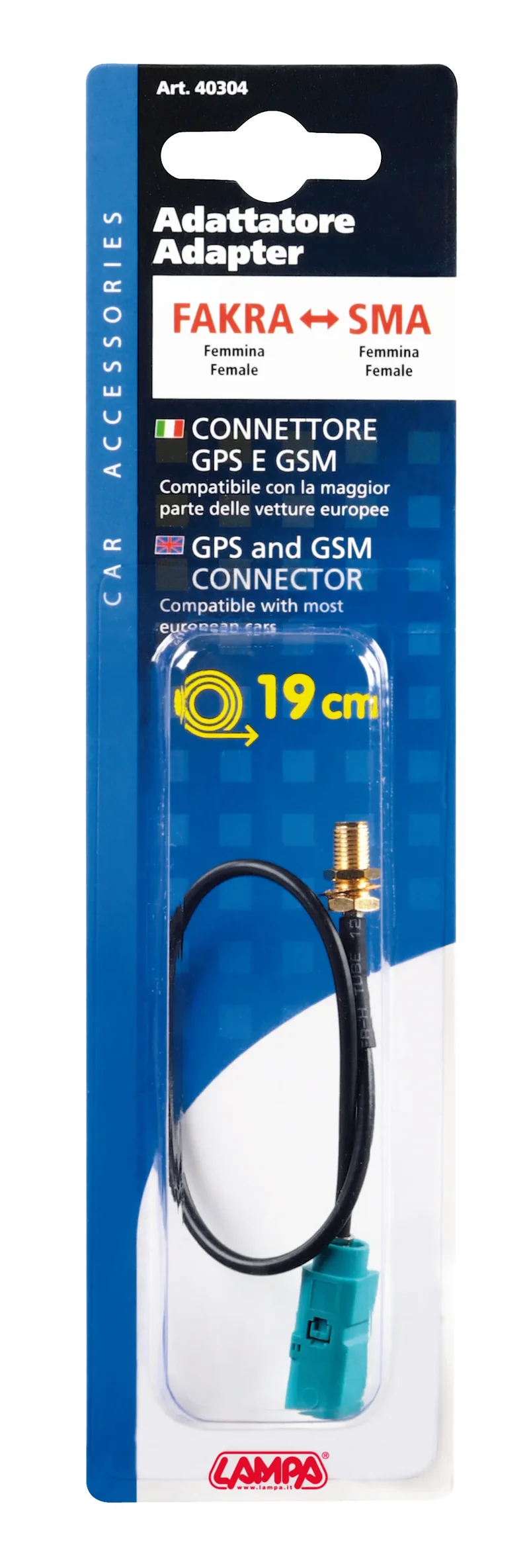 Adattatore antenna Fakra femmina>SMA femmina - 19 cm