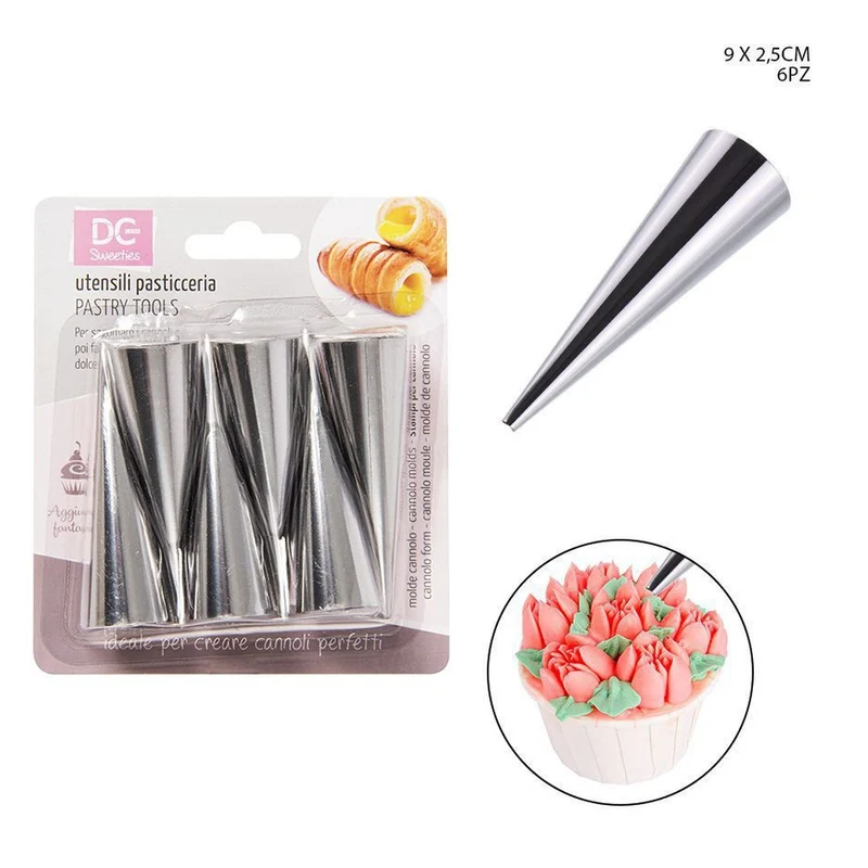 Dc Stampo Cannolo Cono Inox 9X2.5Cm 6Pz