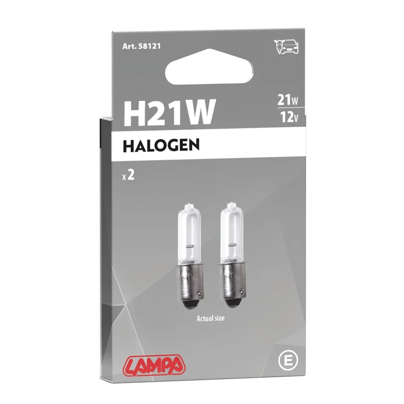 12V Lampada alogena micro - H21W - 21W - BAY9s - 2 pz - Scatola
