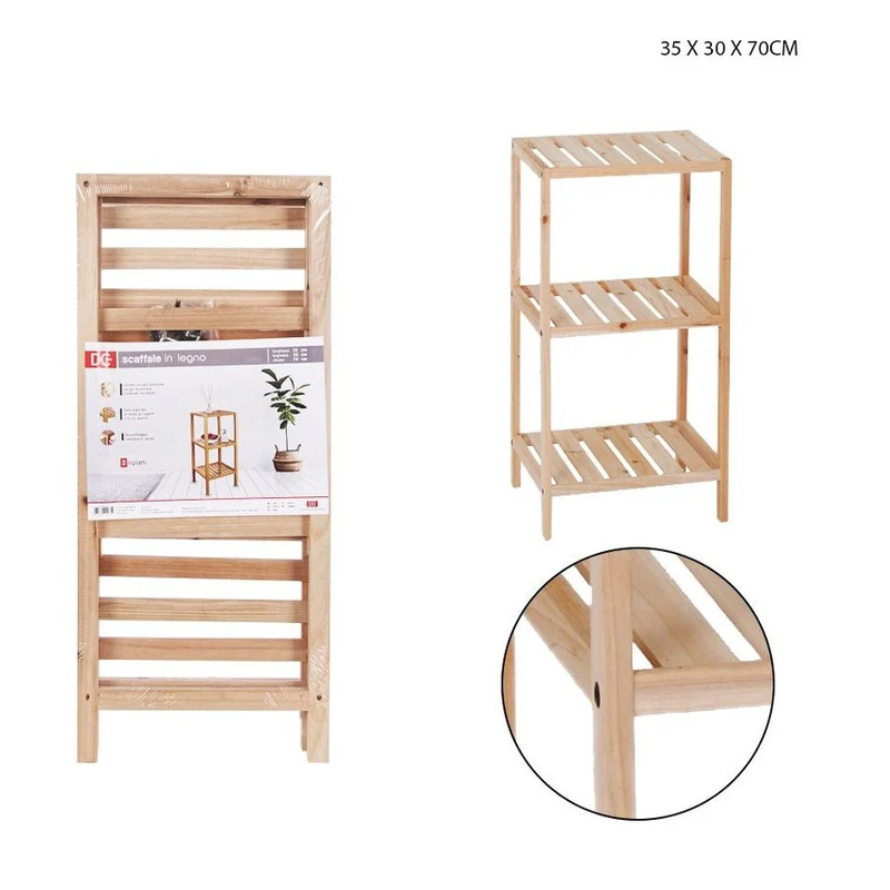 Dc Scaffale Legno Per Bagno 3 Piani 35X30X70Cm