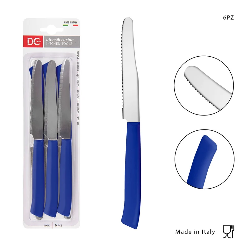 Dc Coltello Tavola P/Tonda 11Cm 6Pz Blu