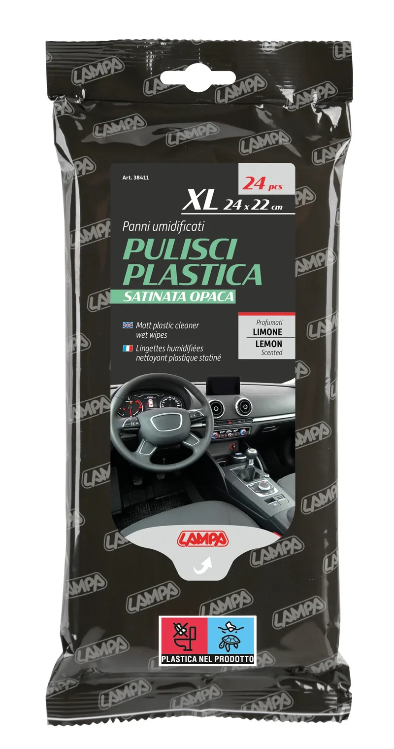 Panni umidificati pulisci plastica satinata opaca - 24 pz - 24x22 cm