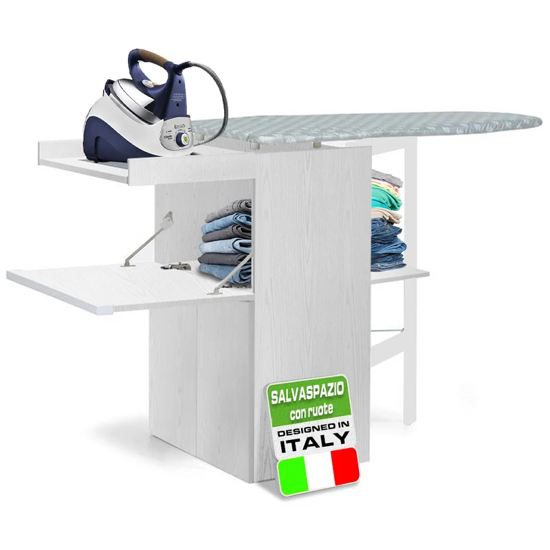 Mobile Asse da Stiro a Scomparsa Salvaspazio Bianco Frassinato 55x38x90.5 cm